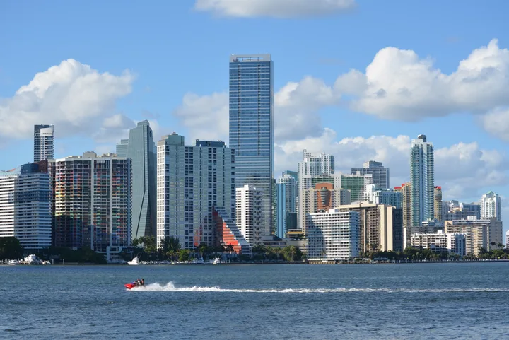 Brickell and Downtown Miami skyline from the Rickenbacker Causeway
